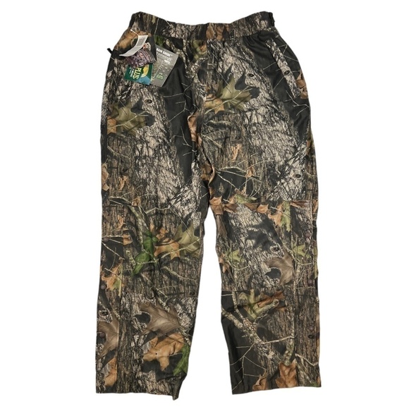 NWT Cabela's Men's Rain Suede Packable Rainwear Hunting Pants Mossy Oak XL - Picture 1 of 15
